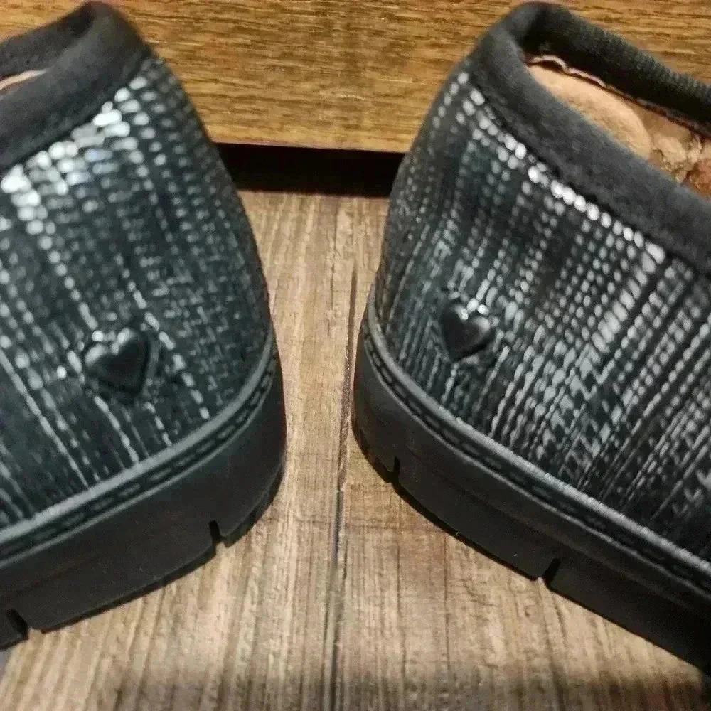 Nurse Mates Meredith Black Silver Leather Slip On Casual Shoes Women's Size 8 W - Picture 6 of 8